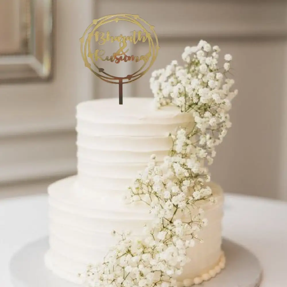 Heart Round Name Cake Topper
